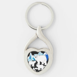 Polar Bear Mum And Cubs Key Ring