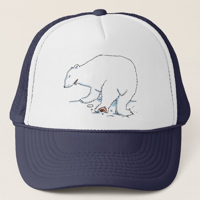 Polar Bear navy and white foam trucker hat (Front)