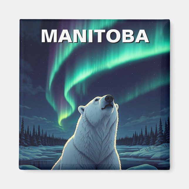 Polar Bear northern lights Manitoba Canada Magnet (Front)