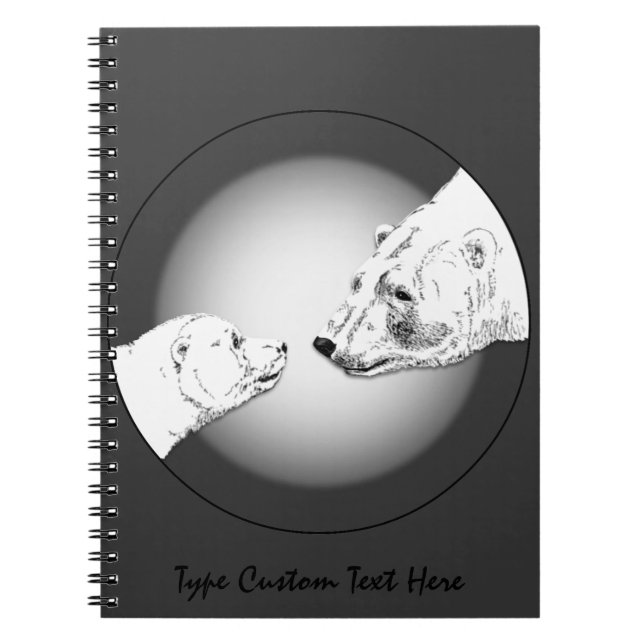 Polar Bear Notebook Personalised Bear Art Notebook (Front)
