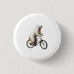 Polar Bear On Bicycle 3 Cm Round Badge