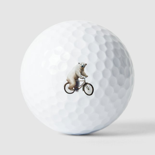 Polar Bear On Bicycle Golf Balls (Front)