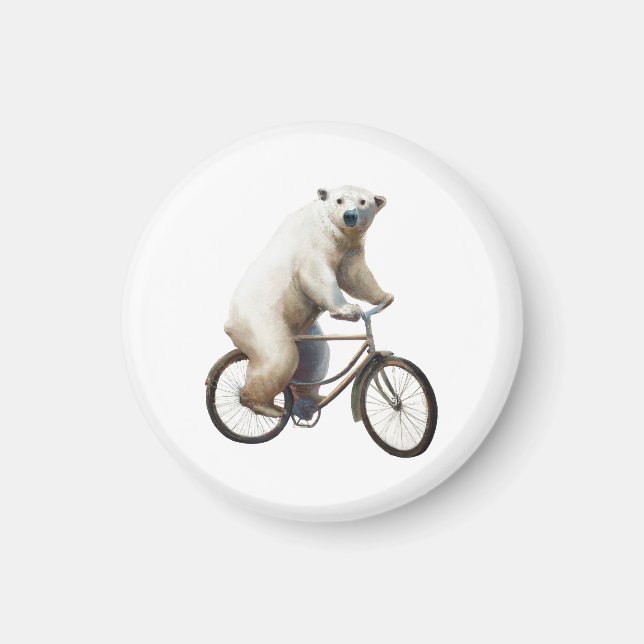 Polar Bear On Bicycle Magnet (Front)