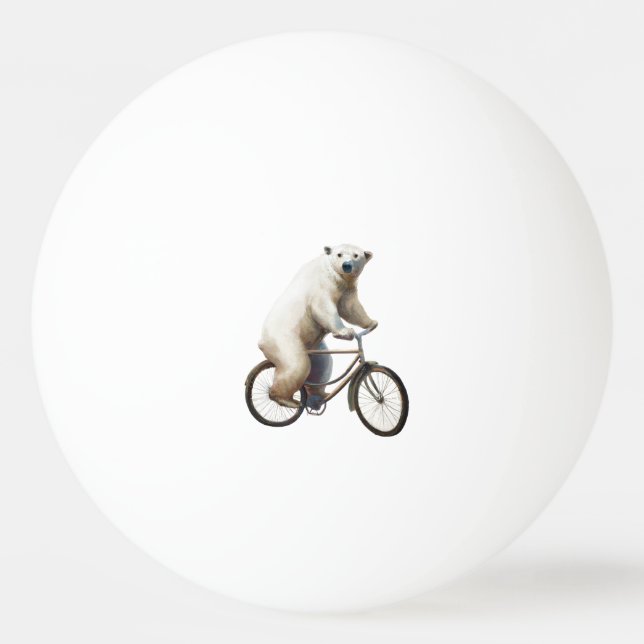 Polar Bear On Bicycle Ping Pong Ball (Front)
