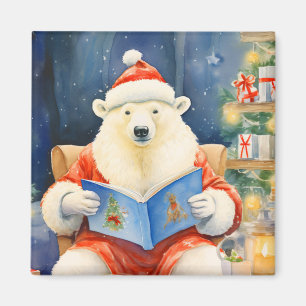 Polar Bear on Christmas Eve Reading Magnet