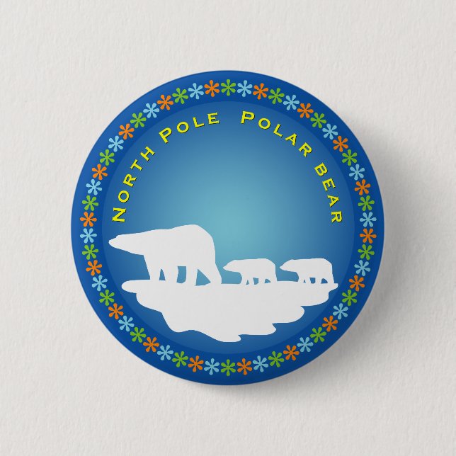 Polar Bear on Ice 6 Cm Round Badge (Front)