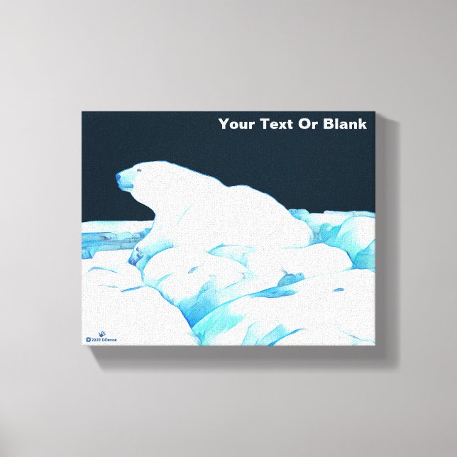 Polar Bear On Ice Canvas Print (Front)