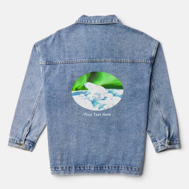 Polar Bear On Ice Denim Jacket (Back)