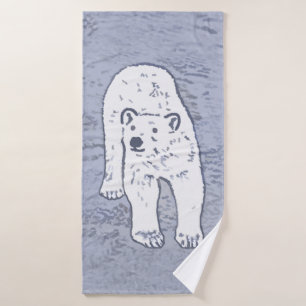 Polar Bear on Ice Painting - Original Wildlife Art Bath Towel Set