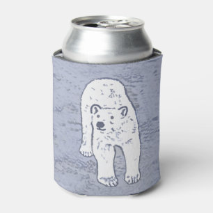 Polar Bear on Ice Painting - Original Wildlife Art Can Cooler