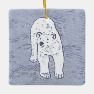 Polar Bear on Ice Painting - Original Wildlife Art Ceramic Ornament