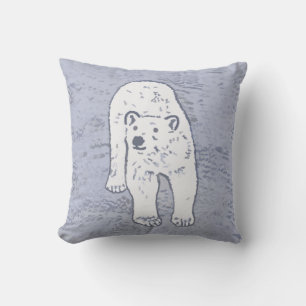 Polar Bear on Ice Painting - Original Wildlife Art Cushion