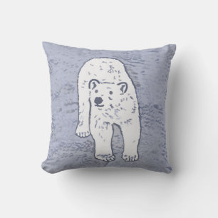 Polar Bear on Ice Painting - Original Wildlife Art Cushion