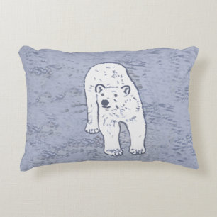 Polar Bear on Ice Painting - Original Wildlife Art Decorative Cushion