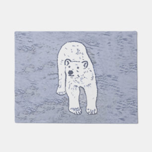Polar Bear on Ice Painting - Original Wildlife Art Doormat