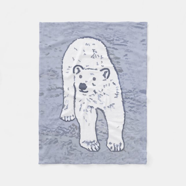 Polar Bear on Ice Painting - Original Wildlife Art Fleece Blanket (Front)
