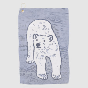 Polar Bear on Ice Painting - Original Wildlife Art Golf Towel
