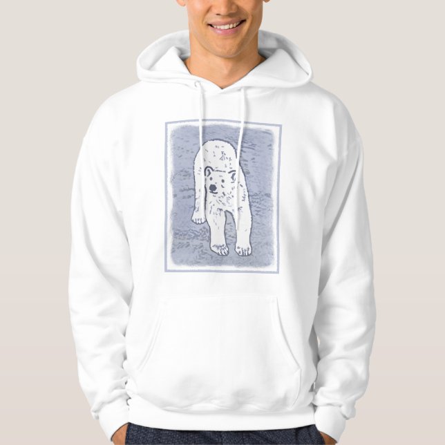 Polar Bear on Ice Painting - Original Wildlife Art Hoodie (Front)