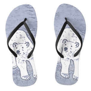 Polar Bear on Ice Painting - Original Wildlife Art Jandals