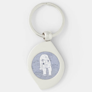 Polar Bear on Ice Painting - Original Wildlife Art Key Ring