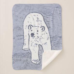 Polar Bear on Ice Painting - Original Wildlife Art Sherpa Blanket