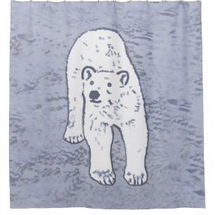 Polar Bear on Ice Painting - Original Wildlife Art Shower Curtain