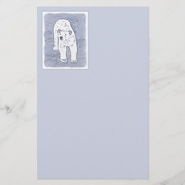 Polar Bear on Ice Painting - Original Wildlife Art Stationery (Front)