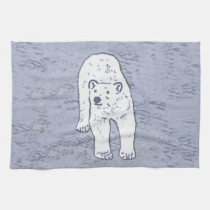 Polar Bear on Ice Painting - Original Wildlife Art Tea Towel
