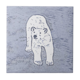 Polar Bear on Ice Painting - Original Wildlife Art Tile