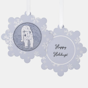 Polar Bear on Ice Painting - Original Wildlife Art Tree Decoration Card