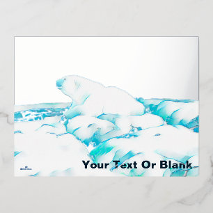 Polar Bear On Ice - Season's Greetings Foil Holida Holiday Postcard