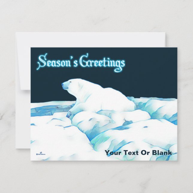 Polar Bear On Ice - Season's Greetings Holiday Card (Front)