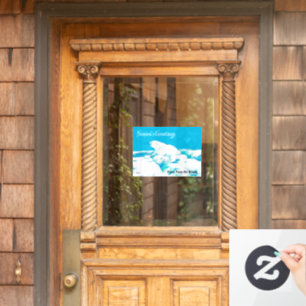 Polar Bear On Ice - Season's Greetings Window Clin