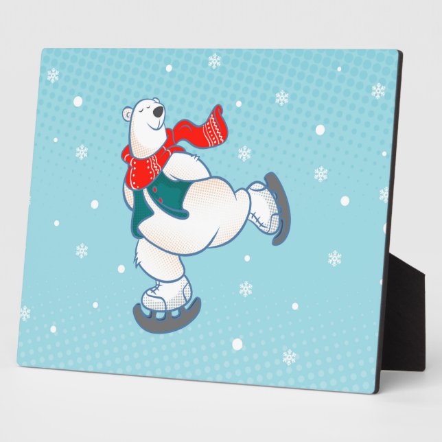 Polar bear on ice skates plaque (Side)