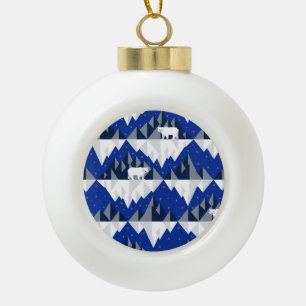 Polar Bear on Iceberg Seamless Pattern. Ceramic Ball Christmas Ornament