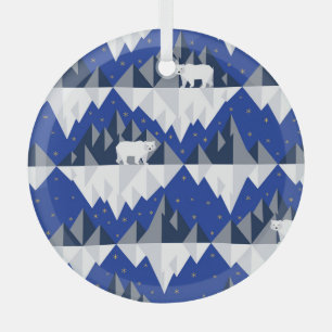 Polar Bear on Iceberg Seamless Pattern. Glass Tree Decoration