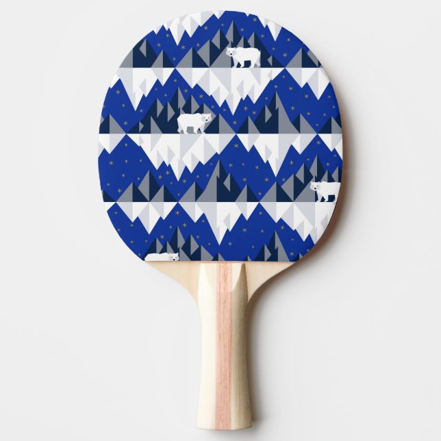 Polar Bear on Iceberg Seamless Pattern. Ping Pong Paddle (Front)