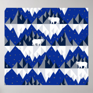 Polar Bear on Iceberg Seamless Pattern. Poster