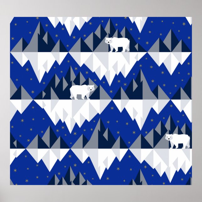 Polar Bear on Iceberg Seamless Pattern. Poster (Front)
