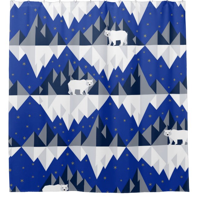 Polar Bear on Iceberg Seamless Pattern. Shower Curtain (Front)