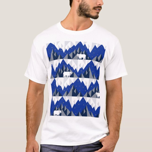 Polar Bear on Iceberg Seamless Pattern. T-Shirt (Front)