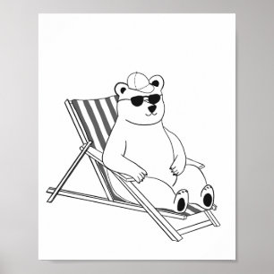Polar Bear on lounge chair Poster