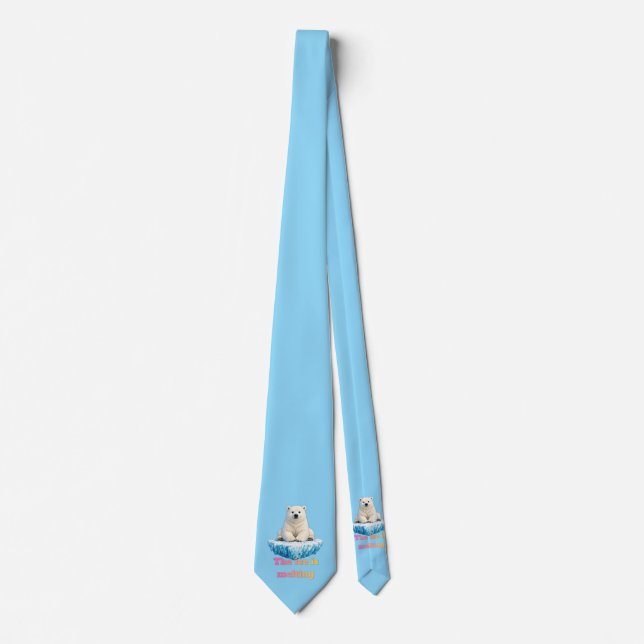 Polar Bear on Melting Ice Climate Change Awareness Tie (Front)
