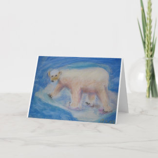 Polar bear on shrinking ice holiday card