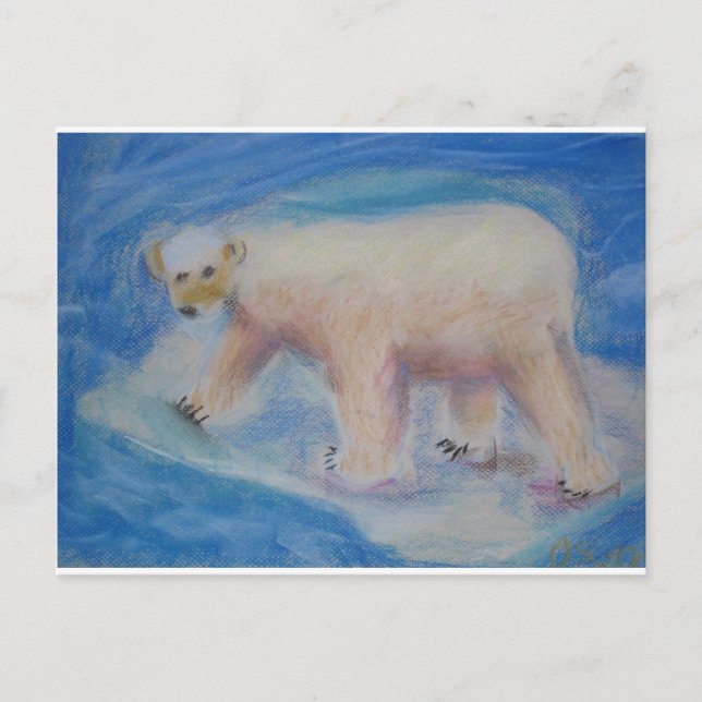Polar bear on shrinking ice postcard (Front)