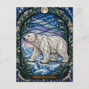 Polar Bear Pack Ice Illumina Stained Glass Postcard
