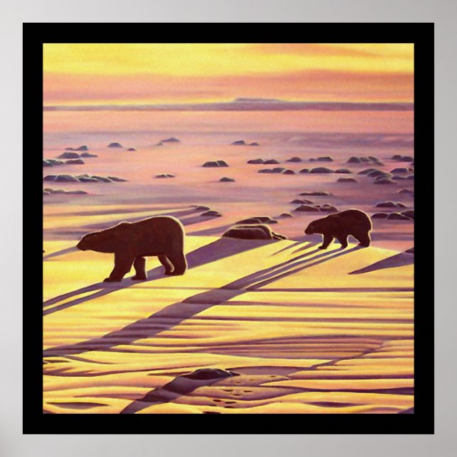 Polar Bear Painting Poster  Wildlife Home Decor (Front)