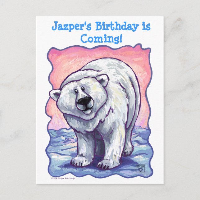 Polar Bear Party Centre Announcement Postcard (Front)