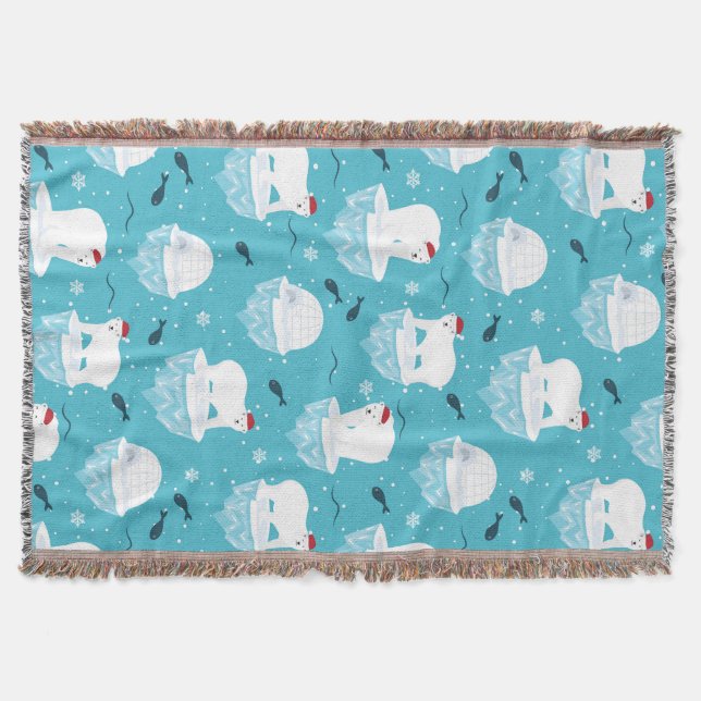Polar Bear Party Throw Blanket (Front)