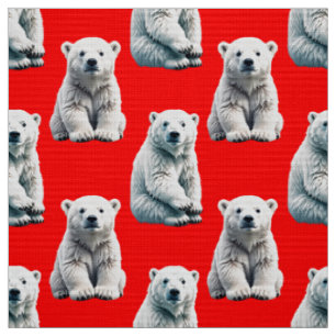Polar Bear Pattern Design On Red Fabric